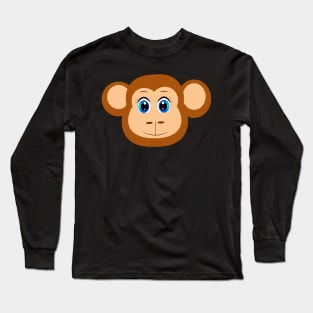 Cute Monkey Animal Face Long Sleeve T-Shirt